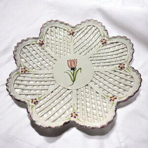 Berardos Portugal Hand Painted Tulip Basket Bowl
